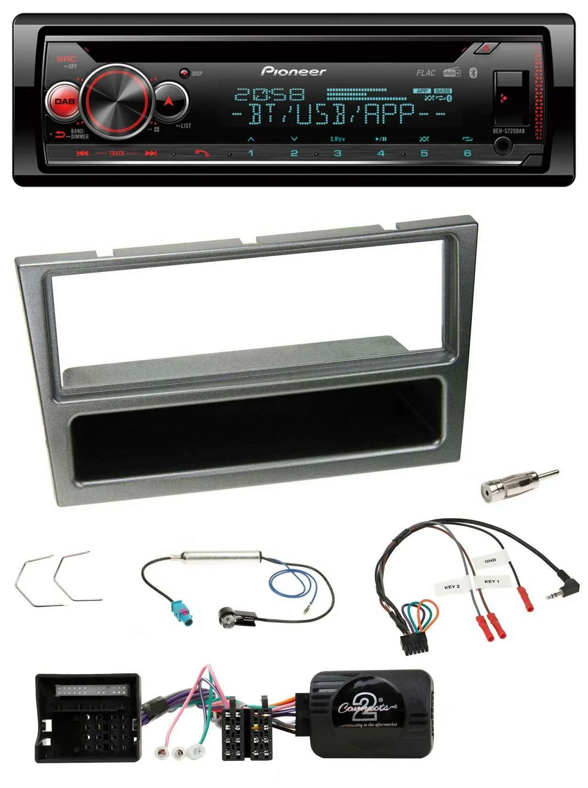Автомагнитола Pioneer DAB CD Bluetooth USB для Opel Corsa C (2004–2006), алюминий