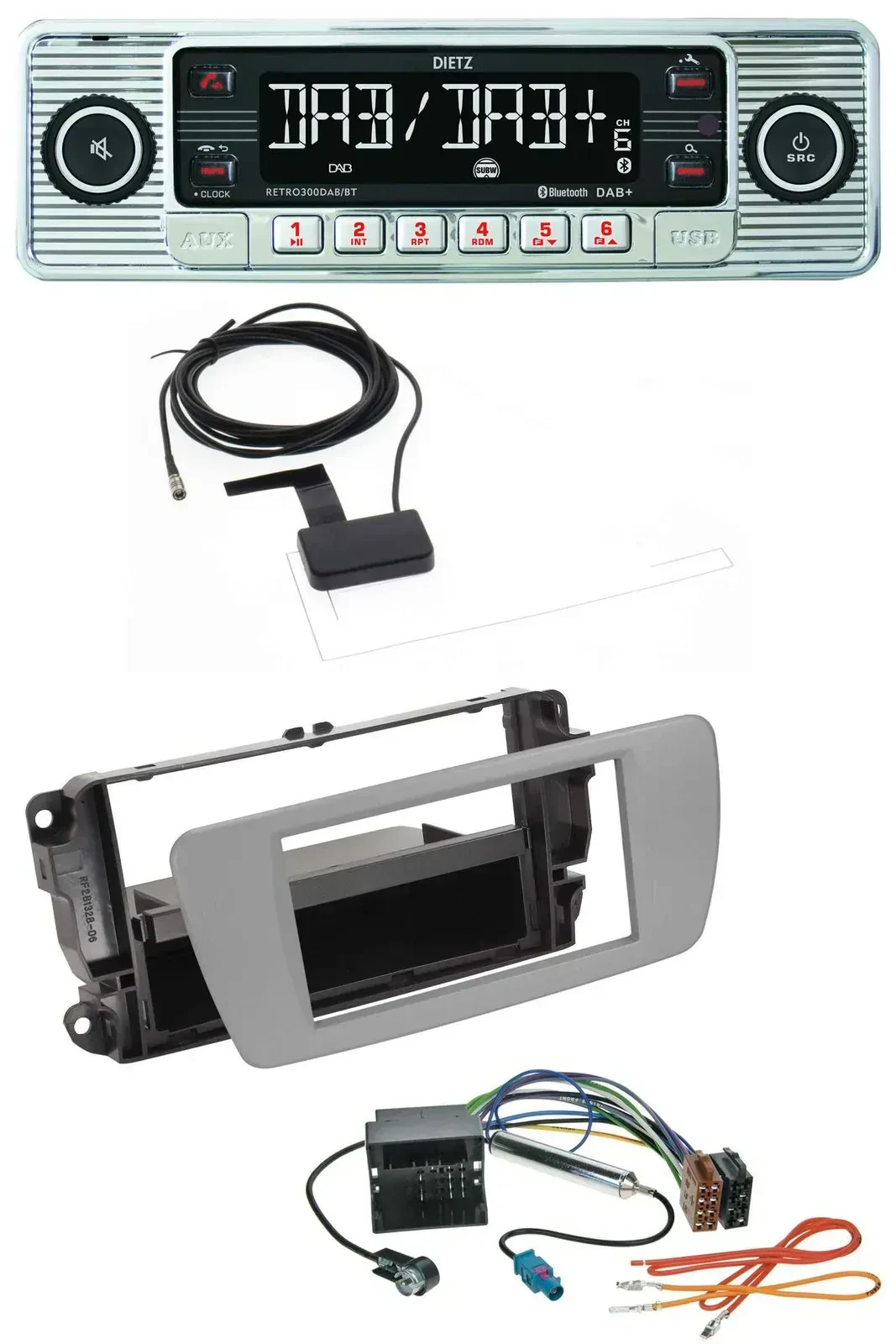 Dietz Bluetooth USB MP3 DAB Autoradio für Seat Ibiza (ab 08) - dublingrau