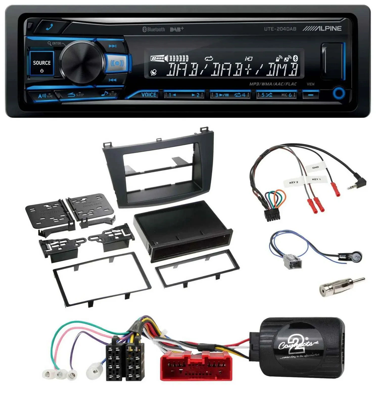 Alpine USB Bluetooth DAB Lenkrad Autoradio für Mazda 3 2009-2013 analog