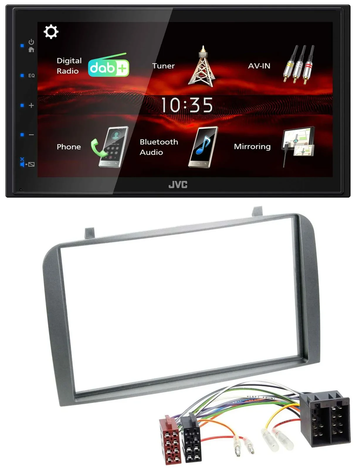 JVC USB Bluetooth MP3 DAB 2DIN Autoradio für Alfa Romeo GT 147 00-10 anthrazit