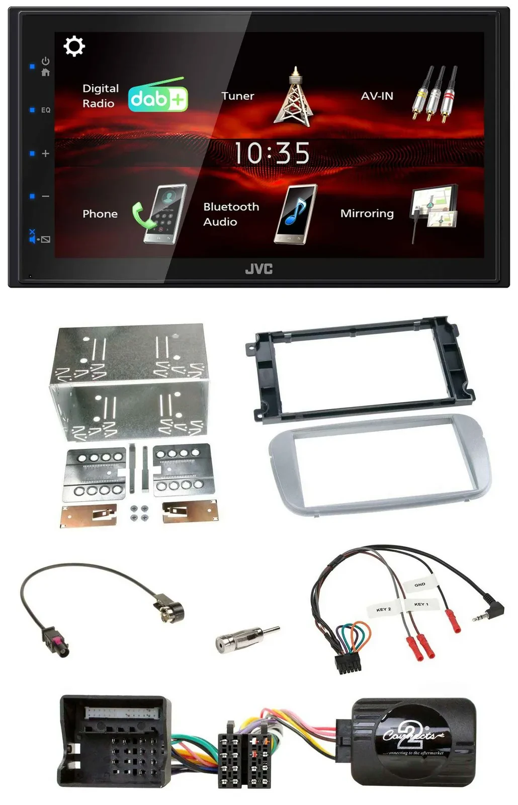 JVC USB Bluetooth Lenkrad DAB 2DIN Autoradio für Ford Mondeo S-Max 07-14 Profi s