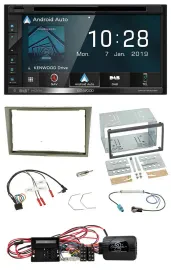 Kenwood DAB TMC USB 2DIN Lenkrad Bluetooth Navigation für Opel Corsa D satin-sto