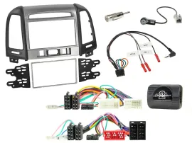 Einbauset Lenkradadapter Doppel DIN Autoradio für Hyundai Santa Fe 10-12 3 Schal