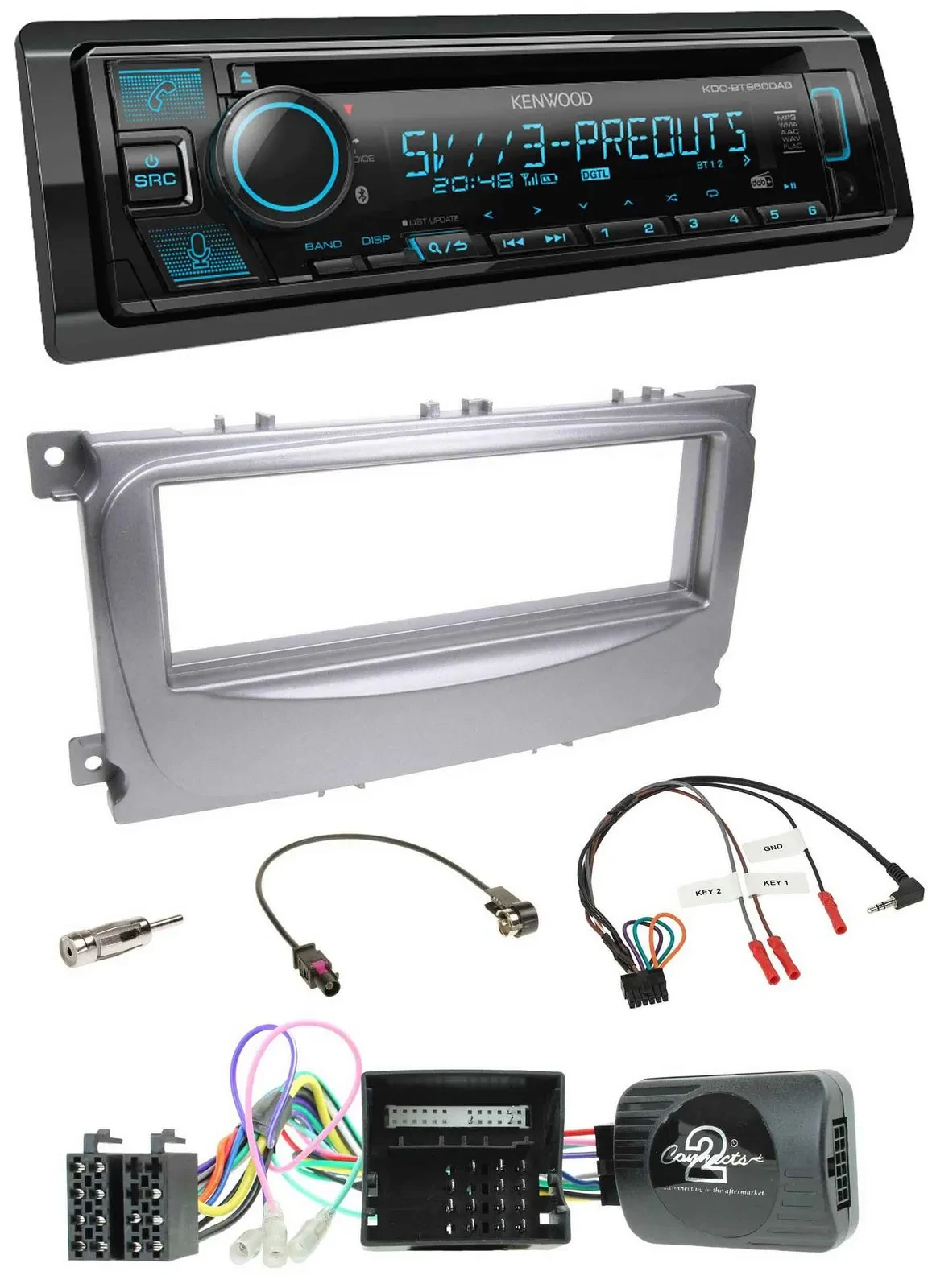 Автомагнитола Kenwood Bluetooth USB CD DAB для Ford S-Max/Mondeo (CAN-Bus, с 2007)