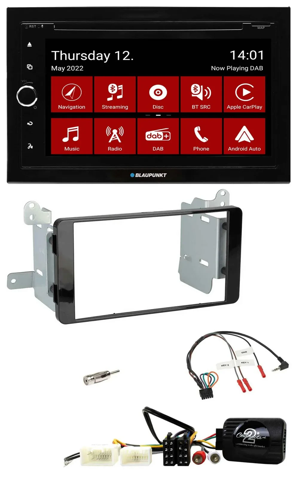 Blaupunkt 2DIN Lenkrad Bluetooth USB TMC DAB Navigation für Mitsubishi L200 ab 1