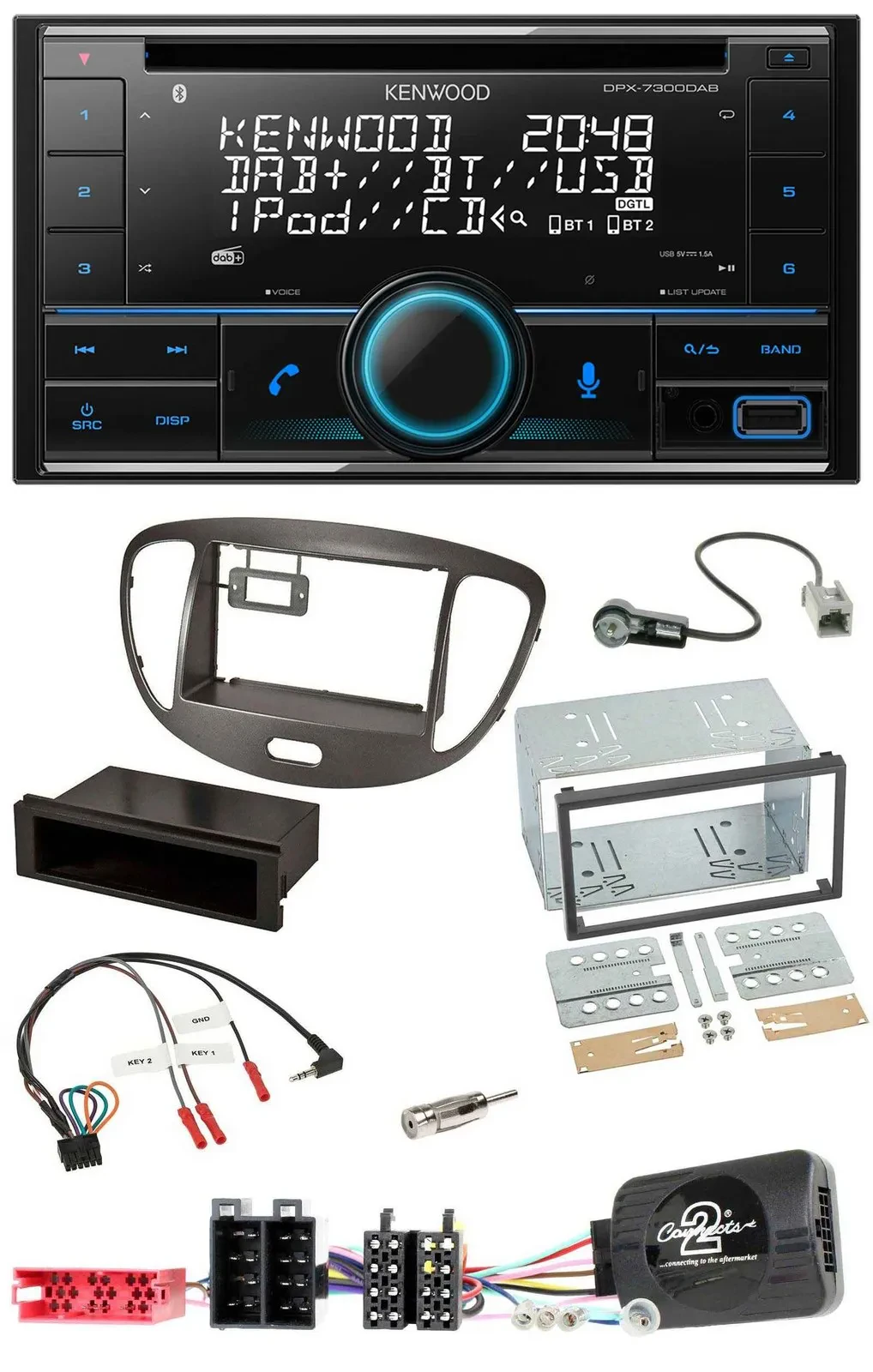 Kenwood CD 2DIN DAB USB Lenkrad Bluetooth Autoradio für Hyundai i10 2009-13 dunk