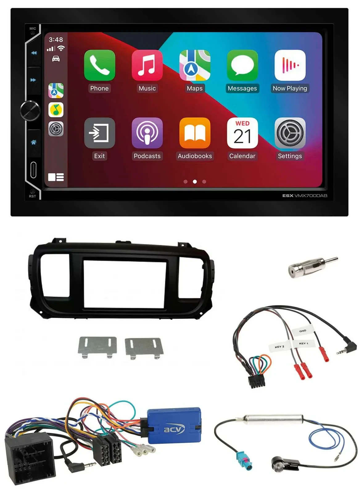 ESX 2DIN DAB USB Lenkrad Bluetooth Autoradio für Citroen Spacetourer Jumpy ohne