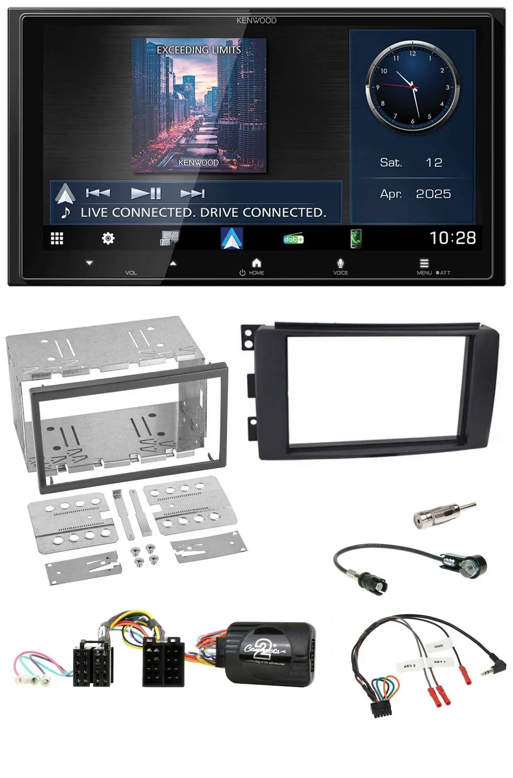 Kenwood Bluetooth 2DIN USB DAB Lenkrad Autoradio für Smart ForFour 2004-2006
