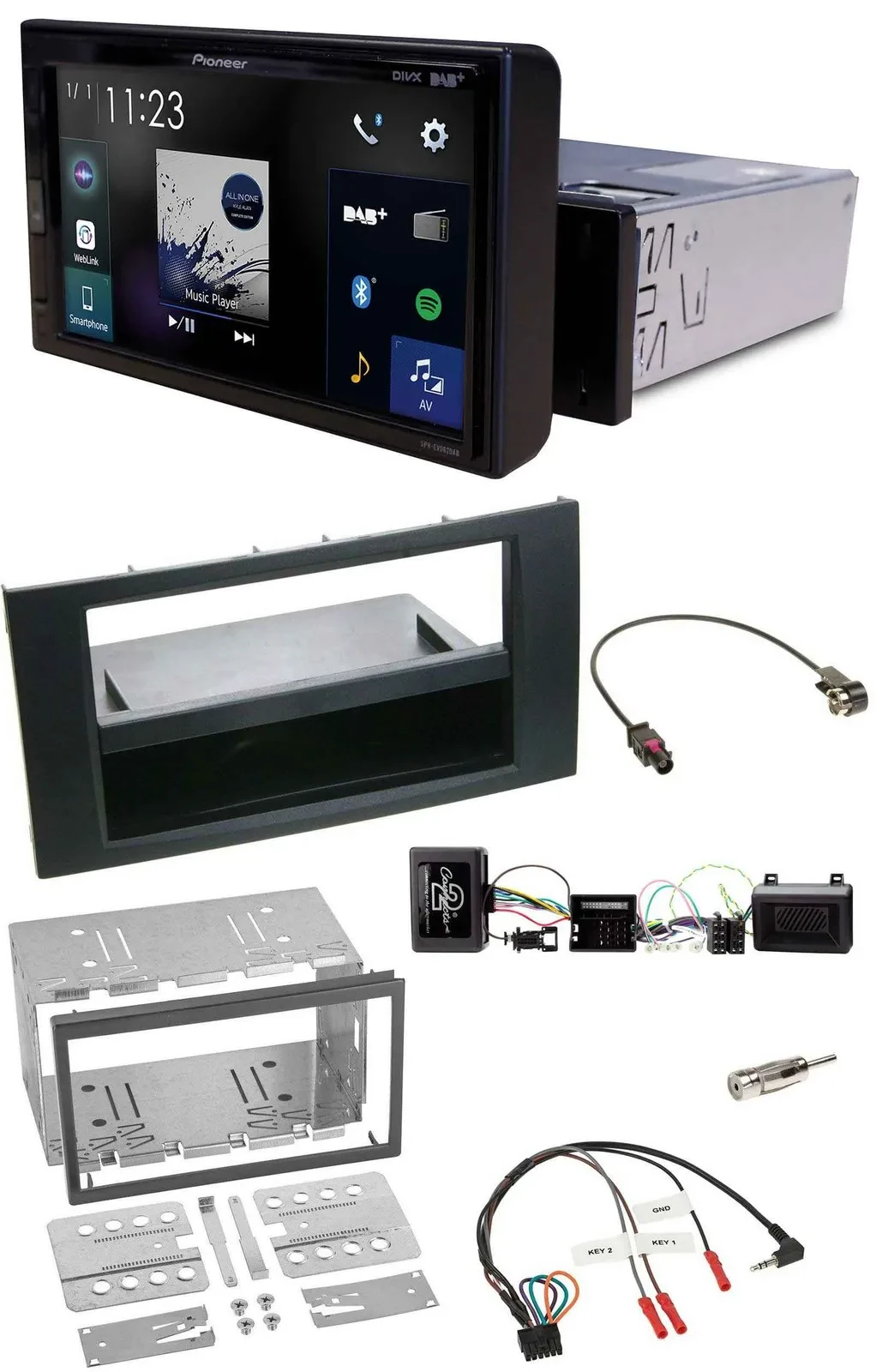 Автомагнитола для Ford Kuga 2008–2012 Pioneer DAB, Bluetooth, USB, черная, поддержка управления на руле