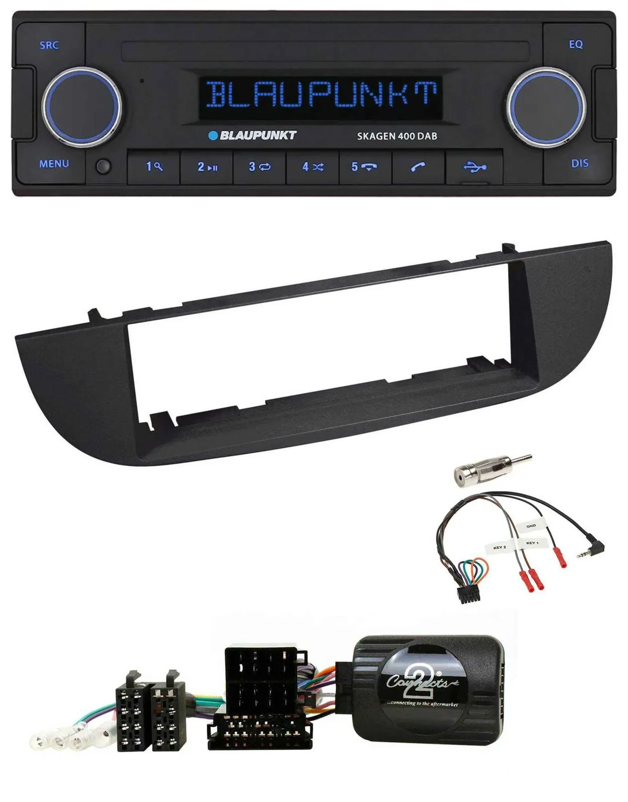 Blaupunkt DAB USB Bluetooth Lenkrad Autoradio für Fiat 500 ab 2007 schwarz