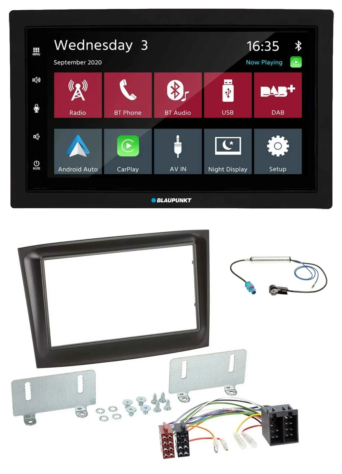 Blaupunkt DAB Bluetooth USB MP3 2DIN Autoradio für Fiat Doblo ab 15 schwarz