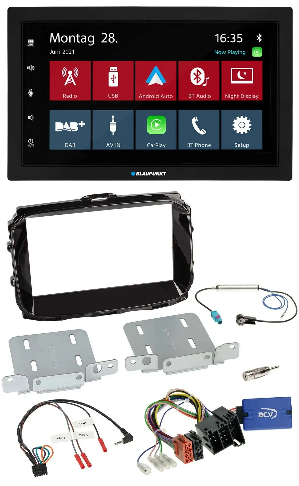 Blaupunkt Lenkrad Bluetooth DAB 2DIN USB Autoradio für Alfa Giulietta ISO 2013-2