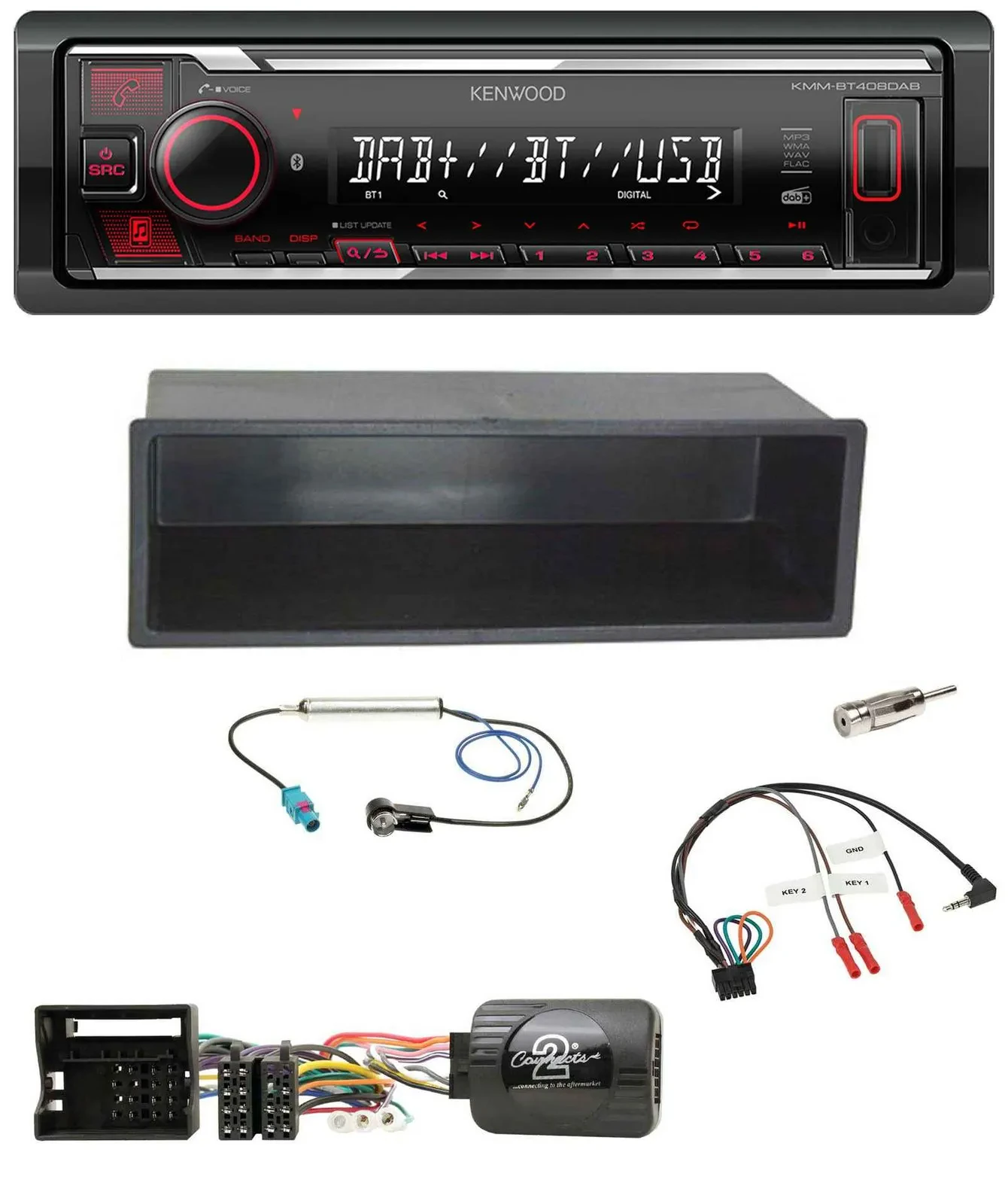 Kenwood Lenkrad Bluetooth USB DAB Autoradio für VW Polo Passat Ablagefach