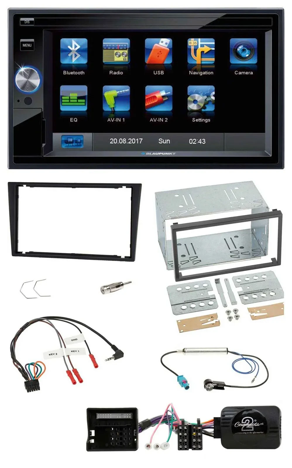 Blaupunkt Lenkrad USB Bluetooth TMC 2DIN Navigation für Opel Corsa C Tigra Vectr