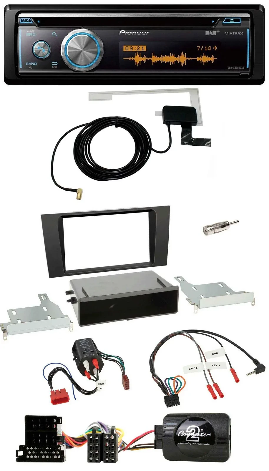 Автомагнитола Pioneer Bluetooth DAB USB CD для Audi A4 B5 (1999–2001), совместим с BOSE, поддержка управления с руля