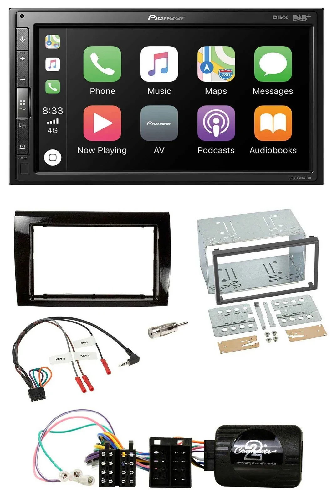Автомагнитола для Fiat Bravo 2007–2014 Pioneer 2DIN, DAB, Bluetooth, USB