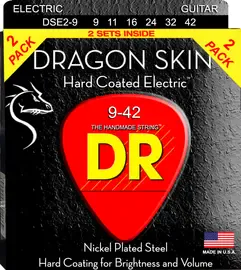 Струны для электрогитары DR Strings DRAGON SKIN DR DSE-2/9, 9 - 42, 2 комплекта