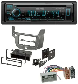 Автомагнитола Kenwood Bluetooth DAB CD MP3 USB для Honda Jazz (с 2009), серебристая