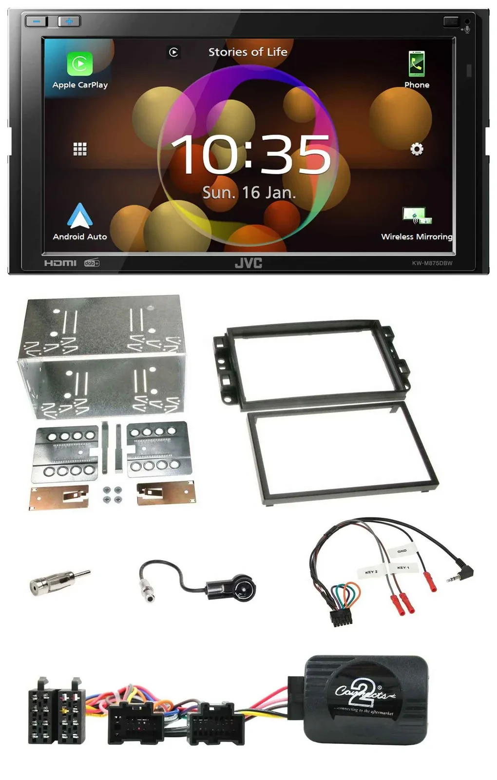 JVC DAB Lenkrad 2DIN Bluetooth USB Autoradio für Chevrolet Aveo Captiva 2006-201