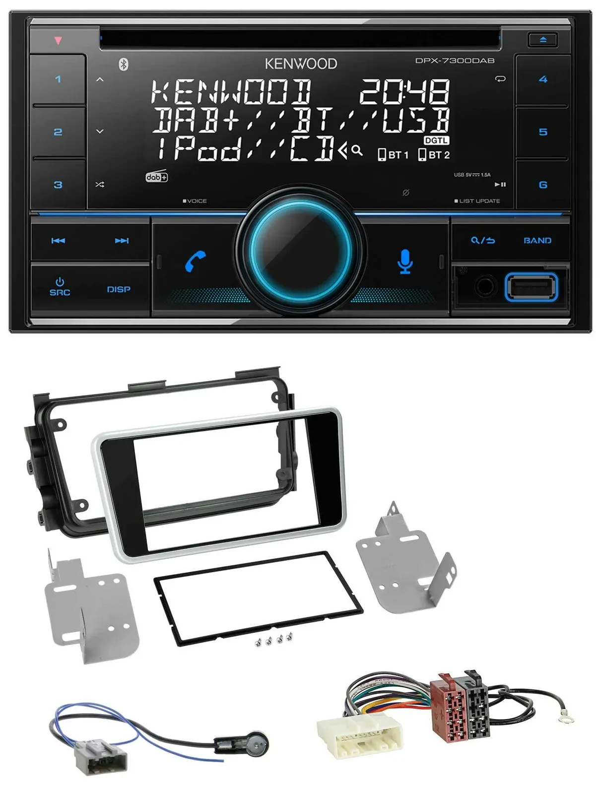 Автомагнитола Kenwood 2-DIN CD DAB USB MP3 Bluetooth для Nissan Micra (с 2017), черный