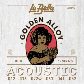 Струны для акустической гитары La Bella 40PS Golden Alloy Light 12-52 (3 комплекта)