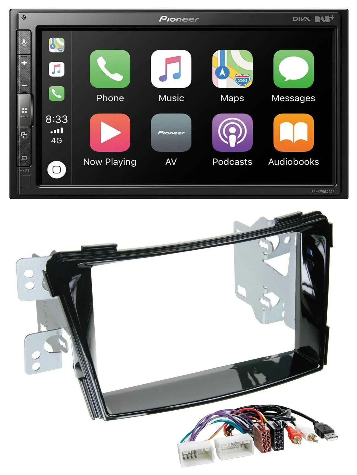 Автомагнитола Pioneer 2DIN, USB, MP3, DAB, Bluetooth, для Hyundai i40 (с 2011), черный (рояльный лак)