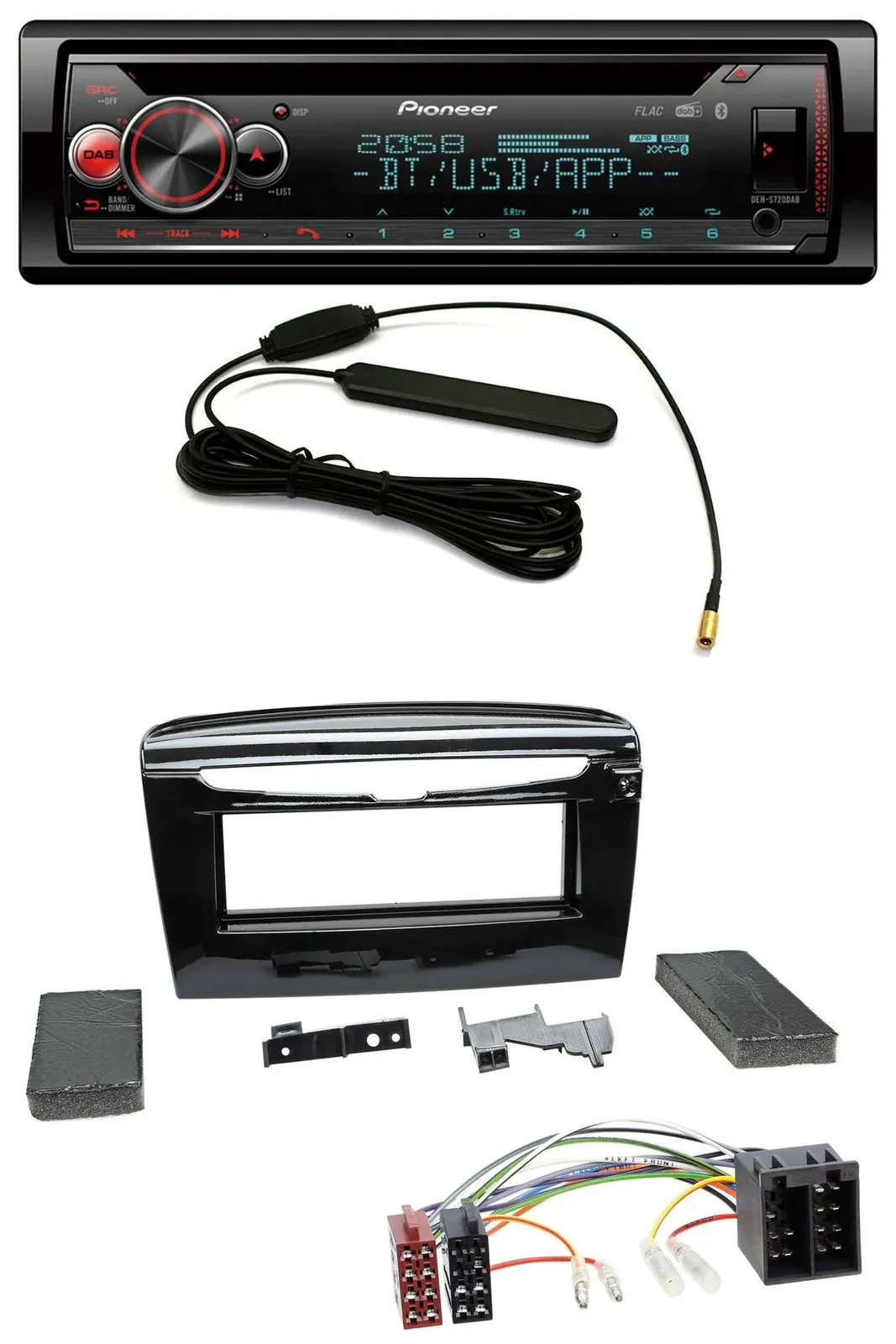 Автомагнитола Pioneer USB DAB MP3 Bluetooth CD для Lancia Y (с 2012), черный глянец