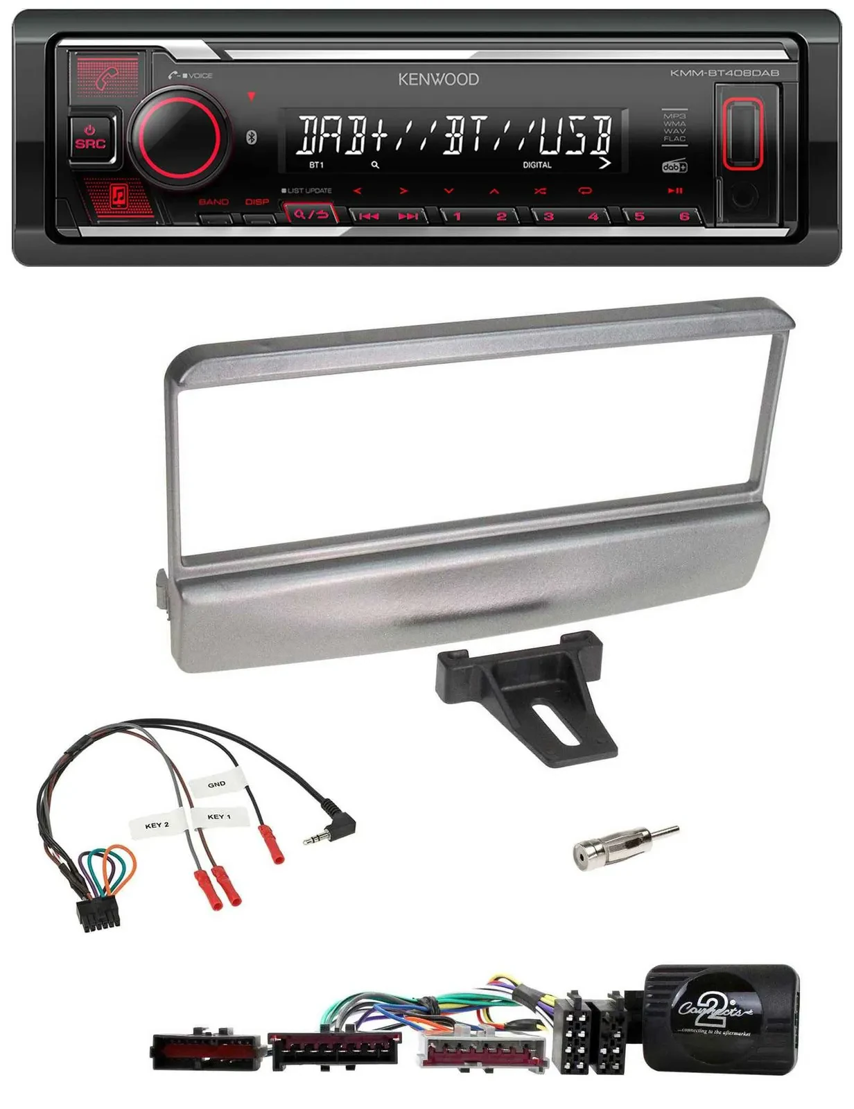 Kenwood Lenkrad Bluetooth USB DAB Autoradio für Ford Mondeo 2000-2002 silber