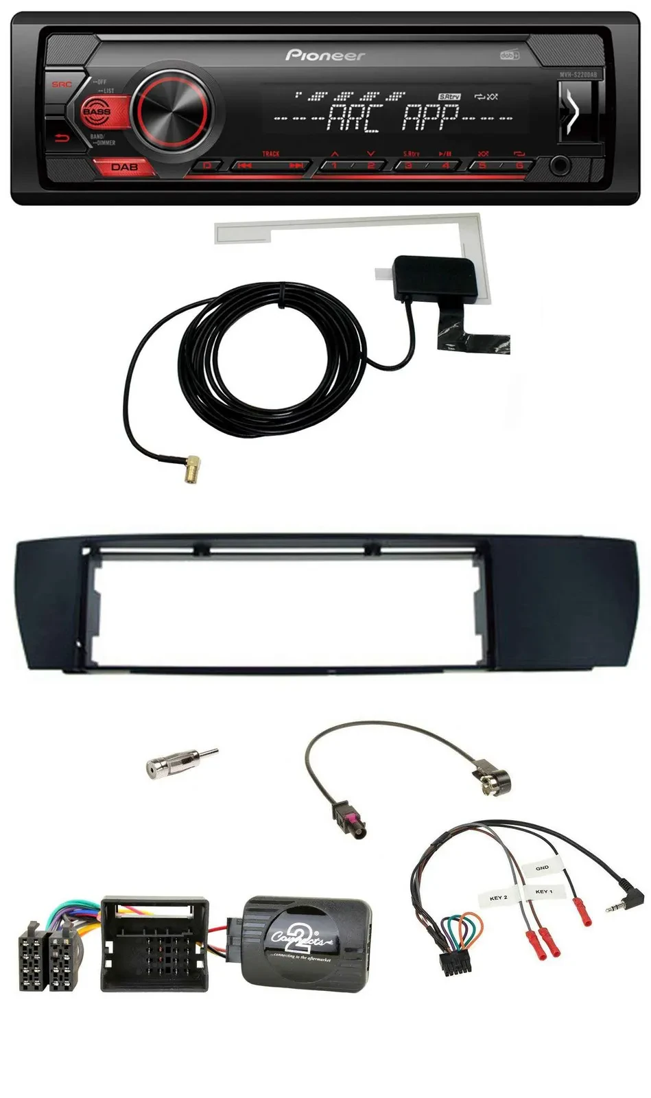 Pioneer 1DIN USB DAB MP3 Lenkrad Autoradio für BMW X3 04-10 E83 seitlich