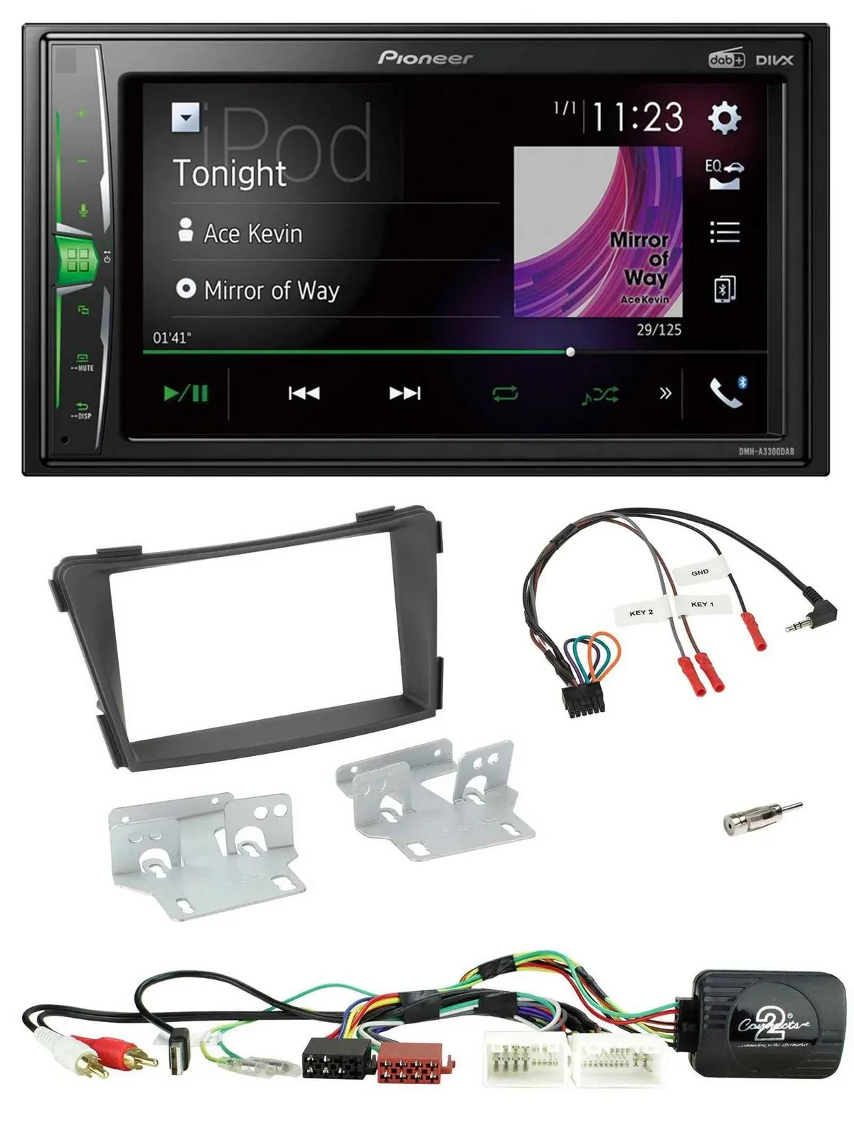 Pioneer 2DIN Lenkrad DAB USB Bluetooth Autoradio für Hyundai i40 11-19 AUX USB s