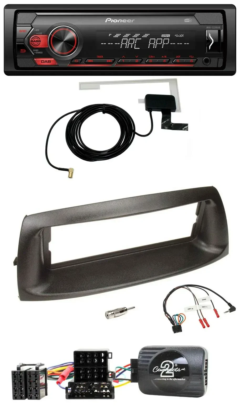 Автомагнитола для Fiat Punto 1999–2005 Pioneer 1 DIN USB DAB MP3 с поддержкой управления на руле