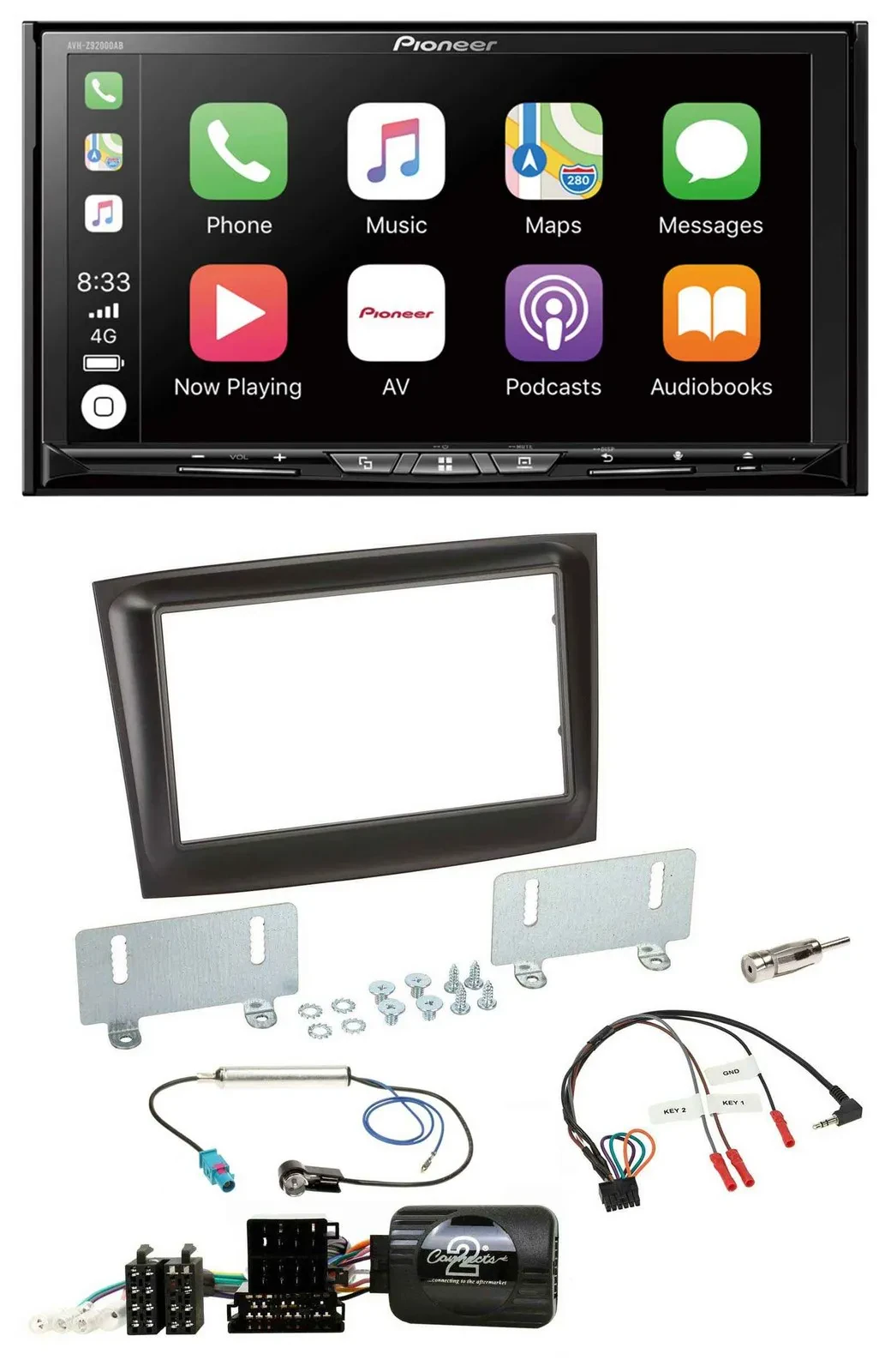 Pioneer 2DIN Lenkrad USB DAB DVD Bluetooth Autoradio für Fiat Doblo ISO Can-Bus