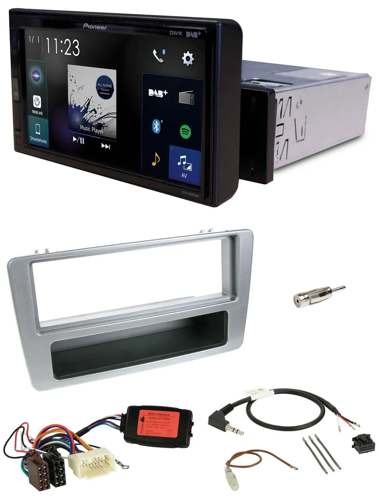 Pioneer DAB Lenkrad Bluetooth USB Autoradio für Honda Civic 2001-2003 silber