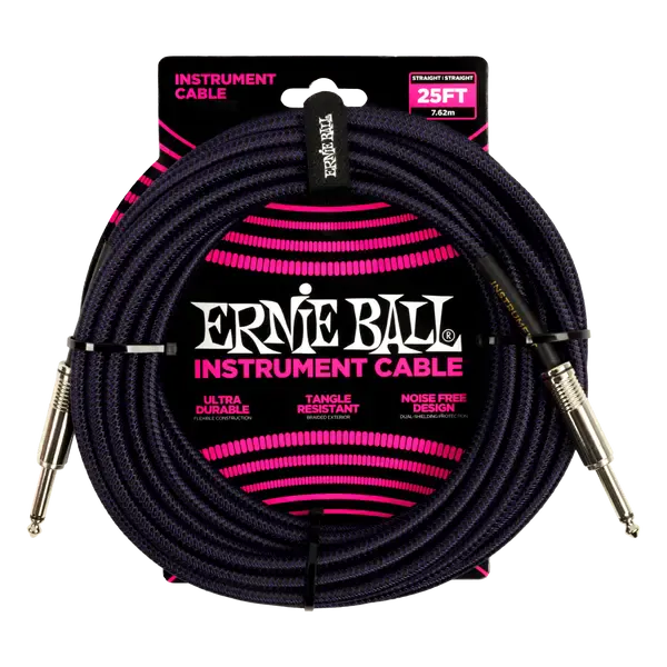 Инструментальный кабель Ernie Ball 6397 7.5 Braided Black Purple