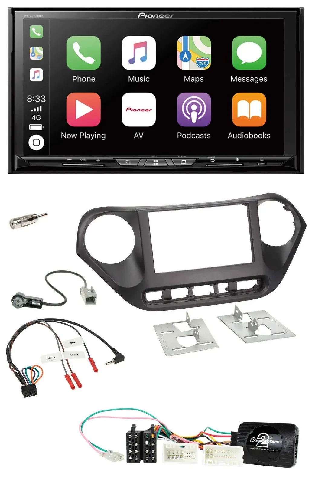 Pioneer 2DIN Lenkrad USB DAB DVD Bluetooth Autoradio für Hyundai i10 ab 2014