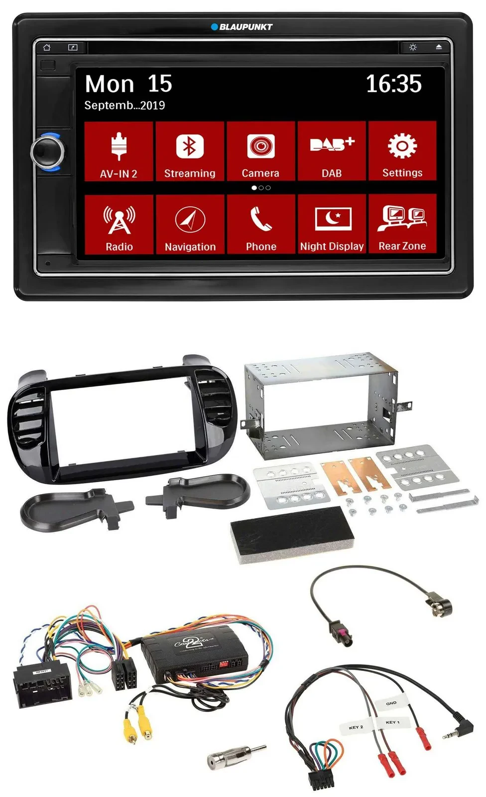 Blaupunkt Bluetooth DAB 2DIN USB DVD Lenkrad Autoradio für Fiat 500 2014-2015 sc