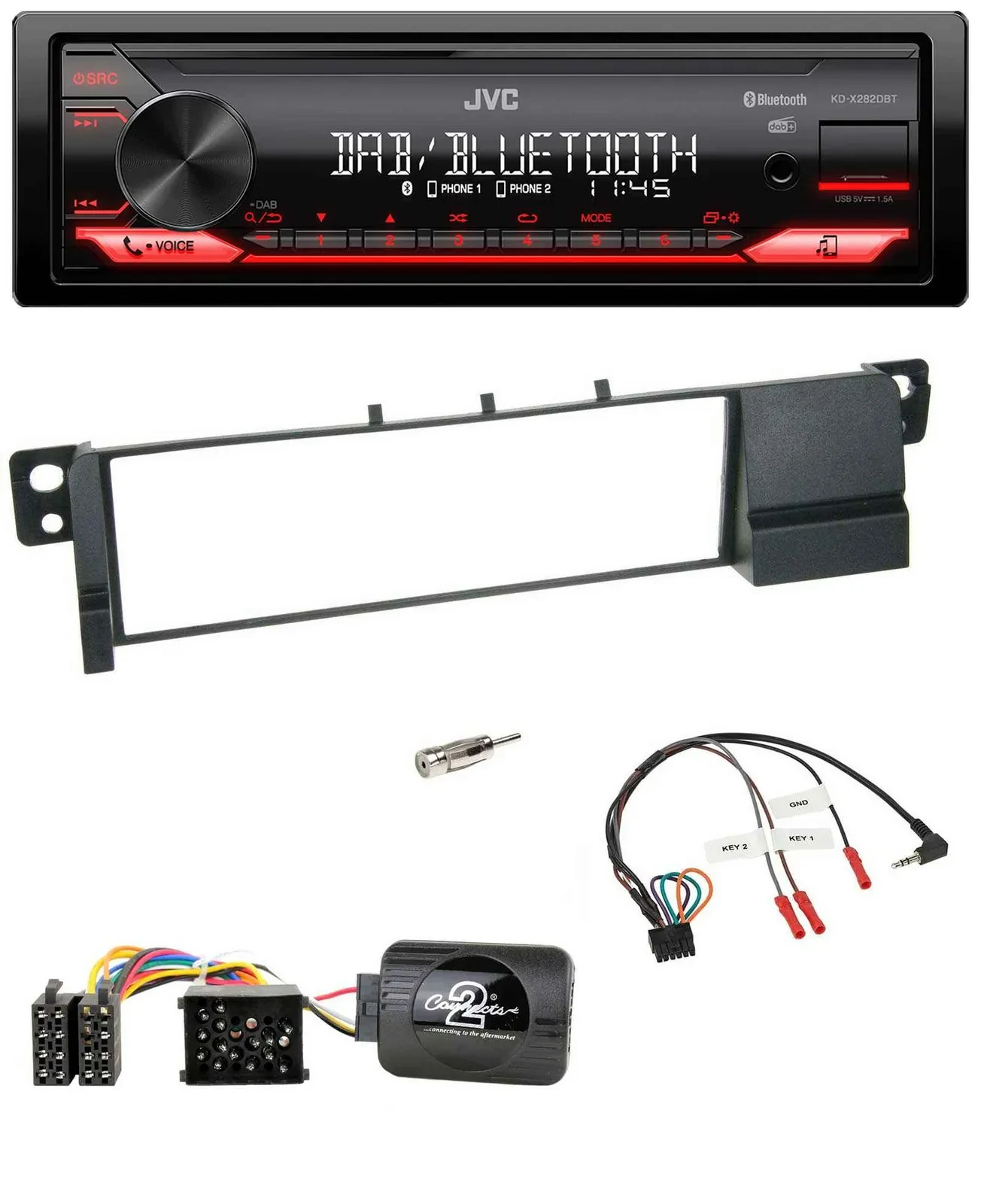 JVC Bluetooth USB DAB Lenkrad Autoradio für BMW 3er E46 (98-07)