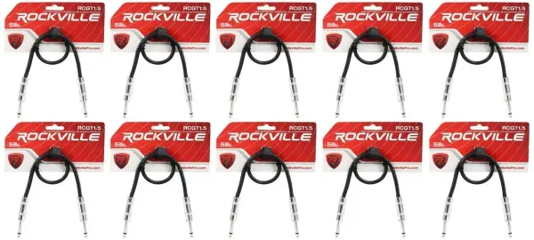 Патч-кабель инструментальный Rockville RCGT1.5B Black 0.45 м (10 штук)