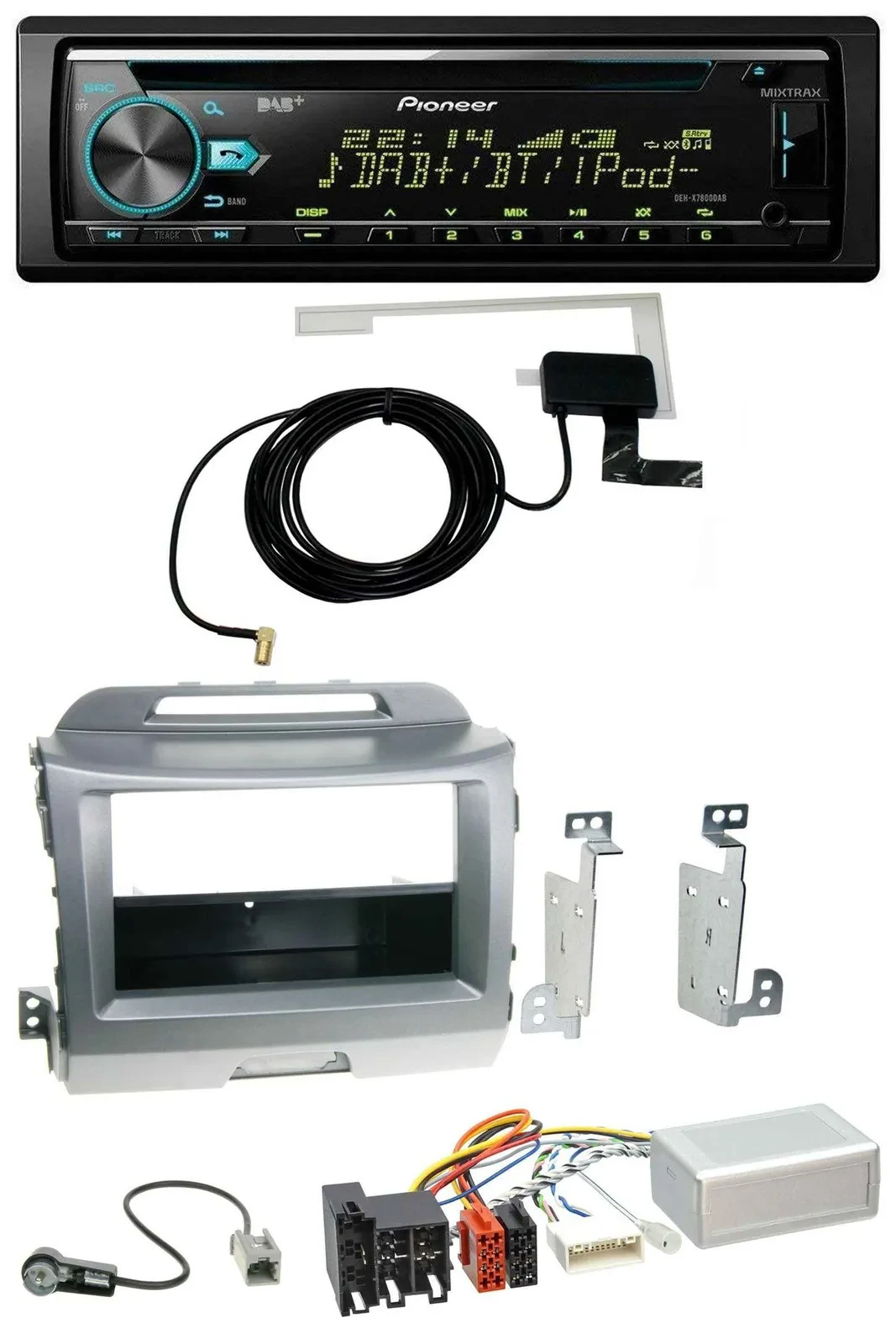 Автомагнитола Pioneer CD/USB, MP3, DAB, навигация, для Kia Sportage 2010–2015, серебристая, поддержка управления с руля