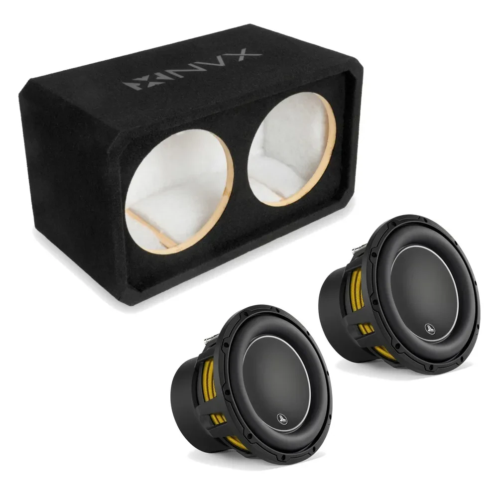 NVX NE102S Dual 10" Sealed 3/4" MDF Subwoofer Enclosure w/ W6v3 Car Subwoofer