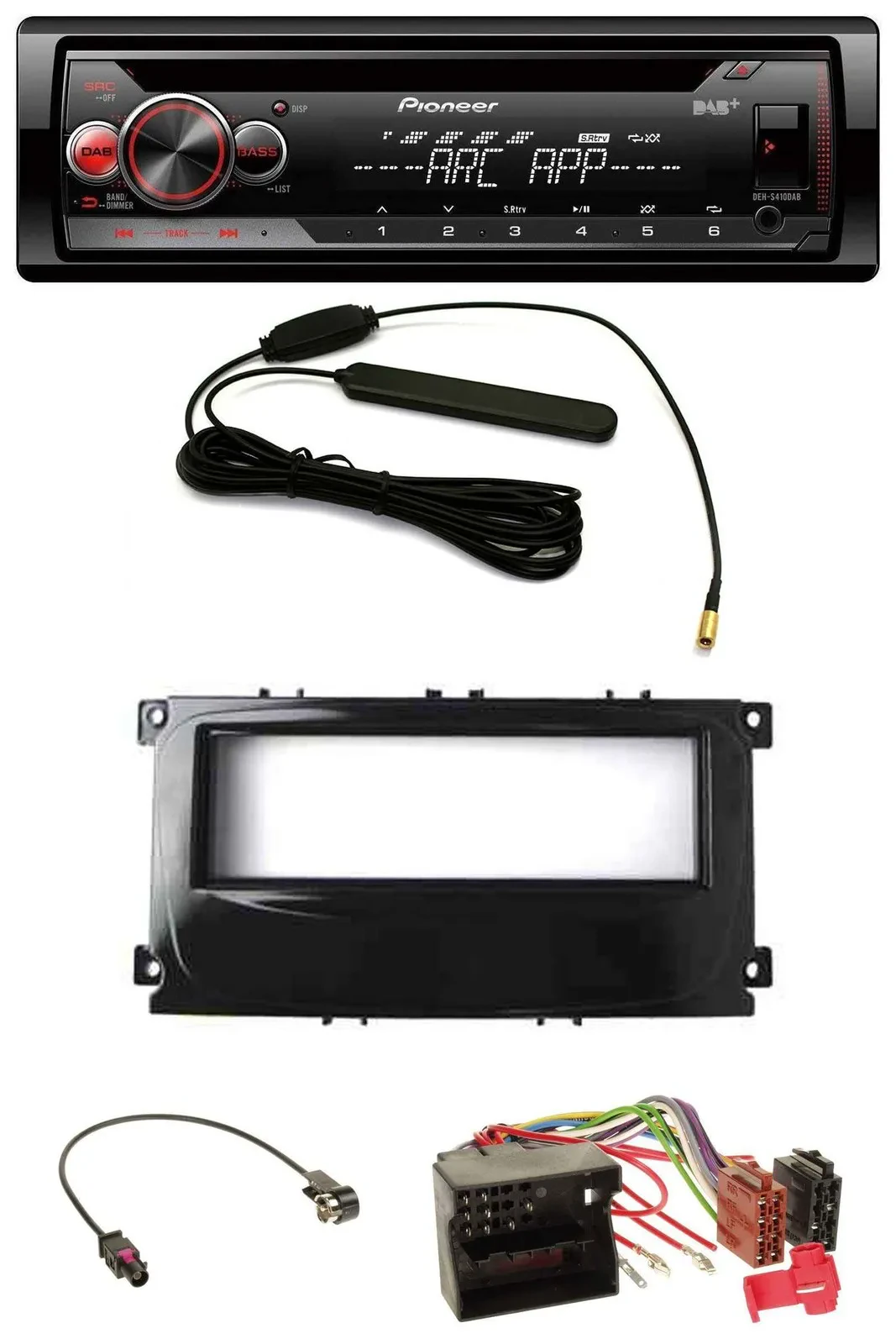 Pioneer CD USB AUX DAB MP3 Autoradio für Ford C-Max Galaxy Focus ab 2007 glänzen