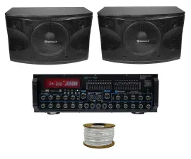 Pair Rockville KPS12 12" 3-Way 1600w Karaoke Speakers+Bluetooth Amplifier Mixer