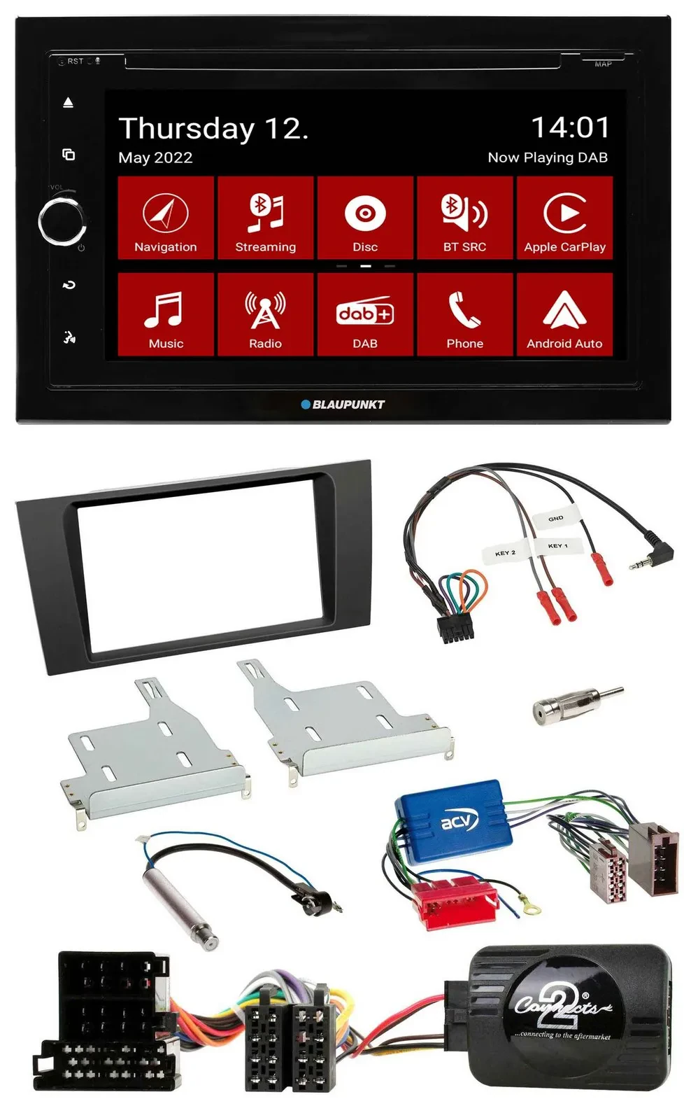 Blaupunkt 2DIN Lenkrad Bluetooth USB TMC DAB Navigation für Audi A4 99-01 Aktivs