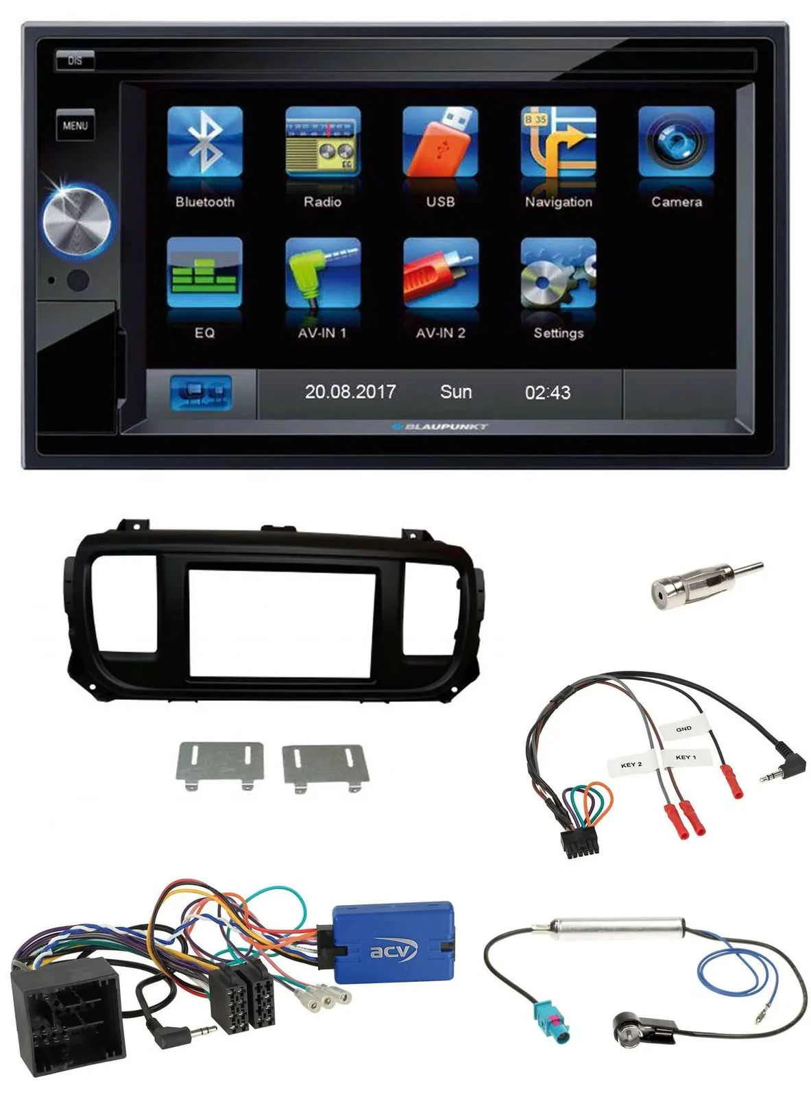 Blaupunkt Lenkrad USB Bluetooth TMC 2DIN Navigation für Citroen Spacetourer Jump