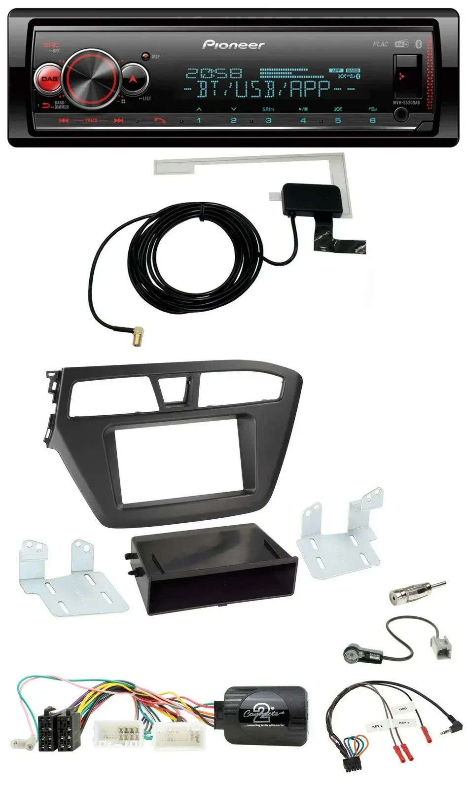 Автомагнитола Pioneer Bluetooth DAB USB для Hyundai i20 (с 2015) с поддержкой кнопок на руле