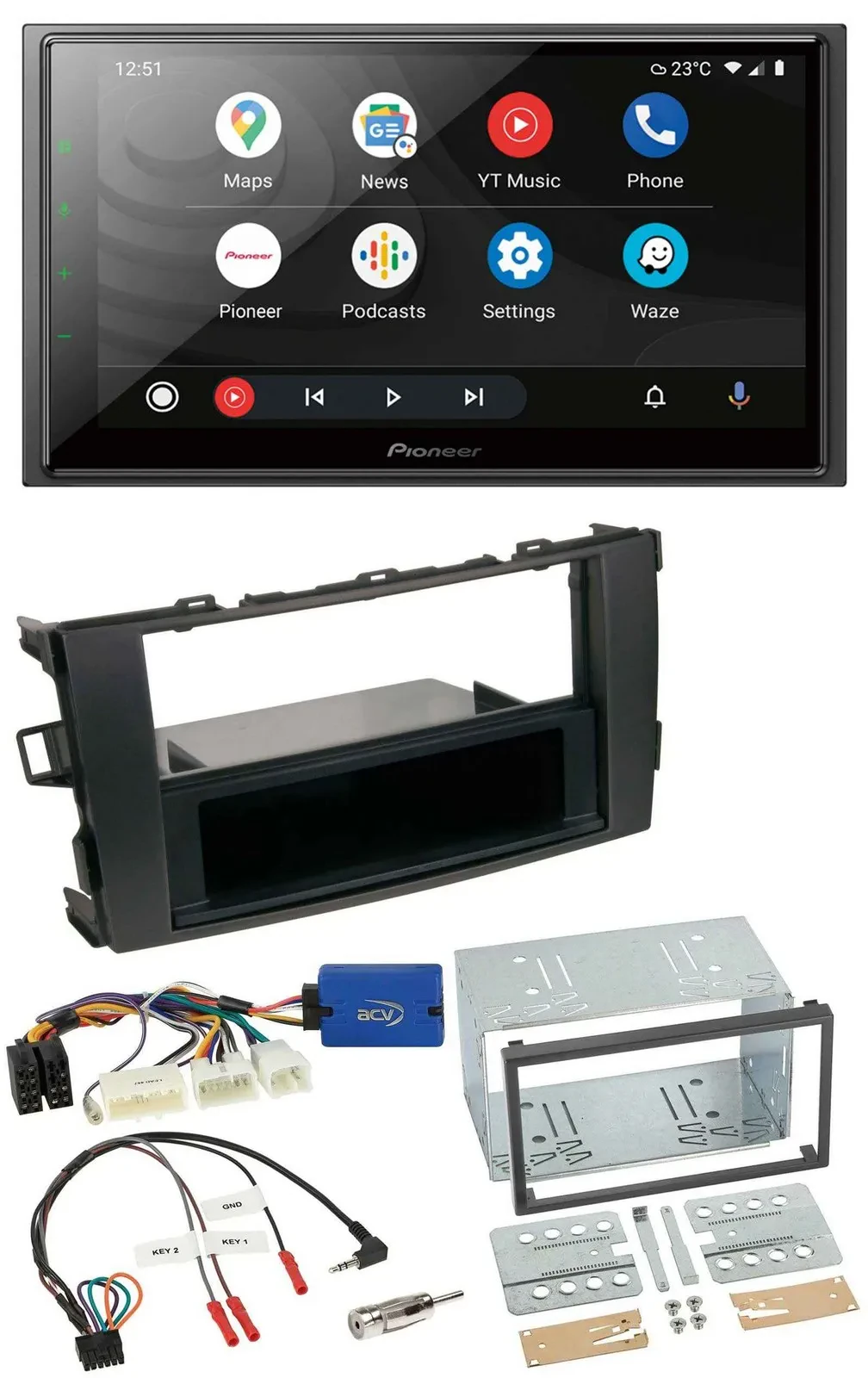 Автомагнитола Pioneer 2DIN USB DAB Bluetooth для Toyota Auris 2011–2012, черный