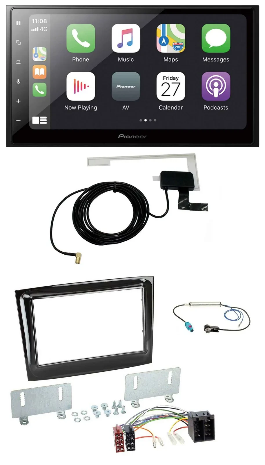 Автомагнитола Pioneer 2-DIN USB, MP3, Bluetooth, DAB для Fiat Doblo (с 2015), черный глянец