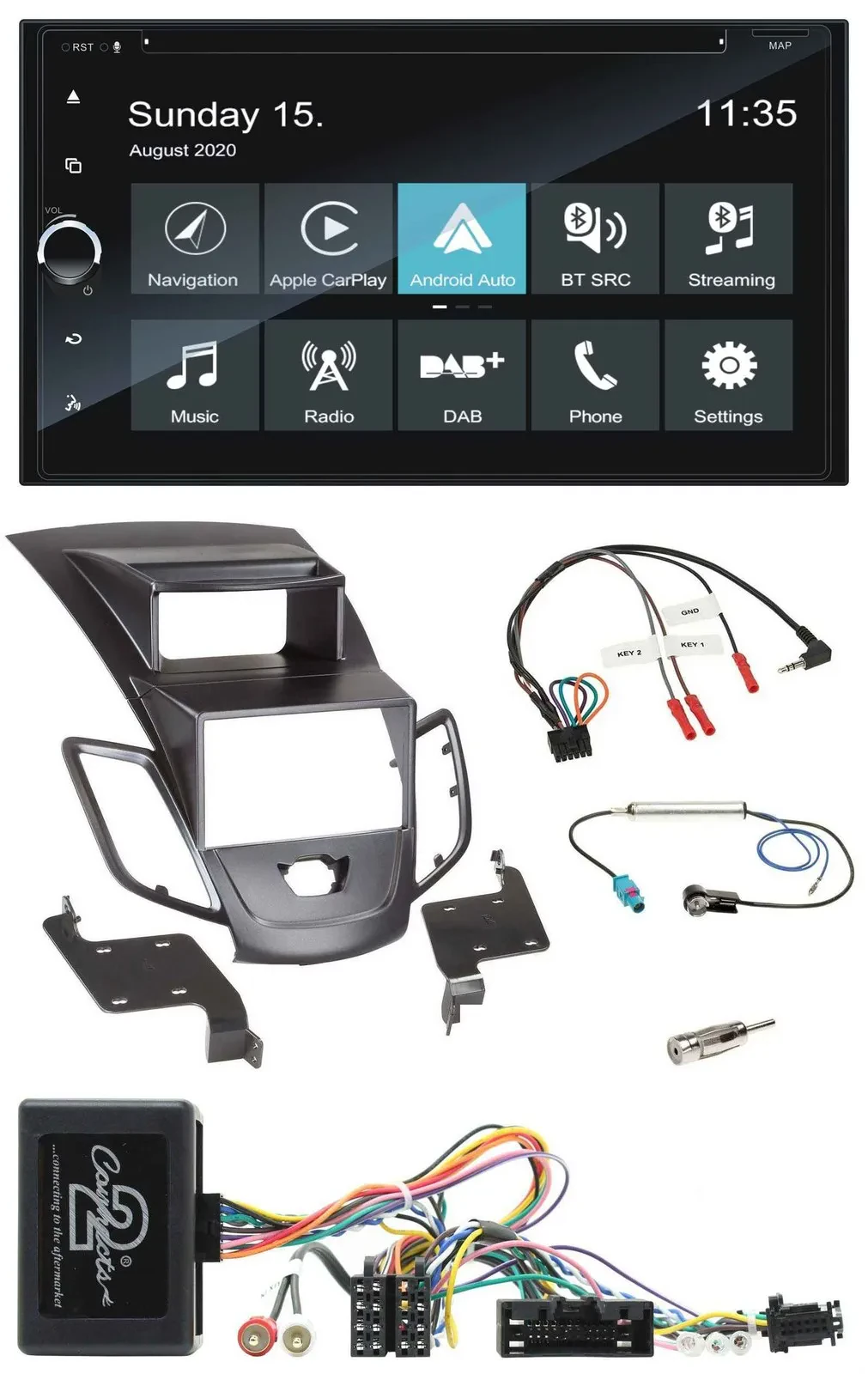 Автомагнитола Blaupunkt 2DIN Bluetooth USB DAB навигация, поддержка кнопок на руле, для Ford Fiesta (2010–2013)