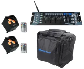 2) Rockville WET PAR 50 Waterproof RF Battery DJ Lights+Wireless DMX Control+Bag