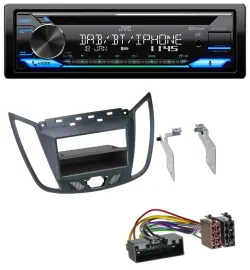 Автомагнитола JVC Bluetooth USB DAB CD MP3 для Ford C‑Max / Kuga, тёмно‑серый